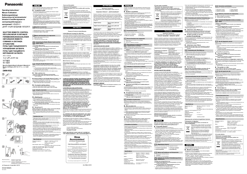 Página 1 del manual Manual de usuario Panasonic DMW-RS2