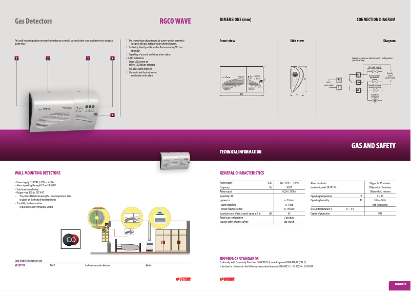 Page 1 de la notice Fiche technique Vemer RGCO