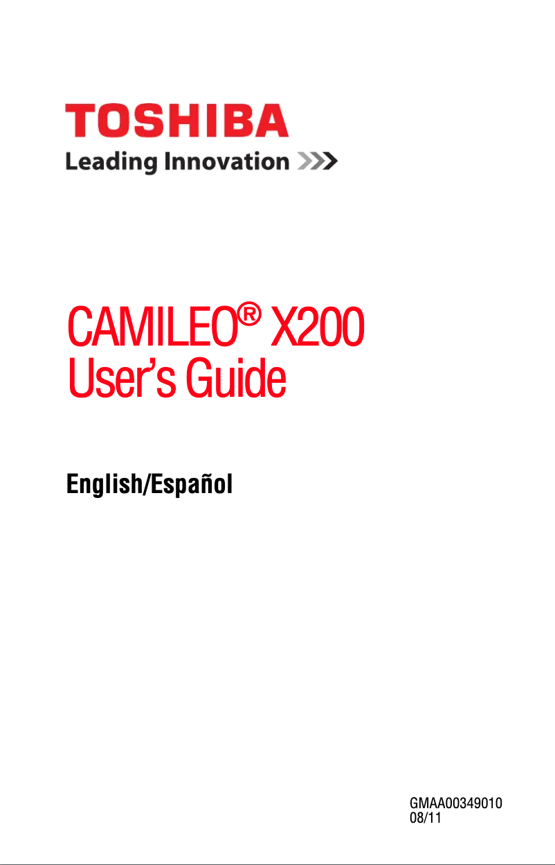 Page 1 de la notice Manuel utilisateur Toshiba Camileo X200