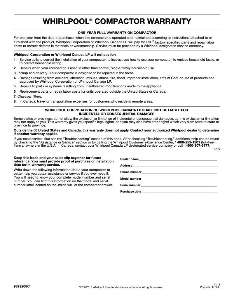 Página 1 del manual Manual de instrucciones Whirlpool GX900QPP