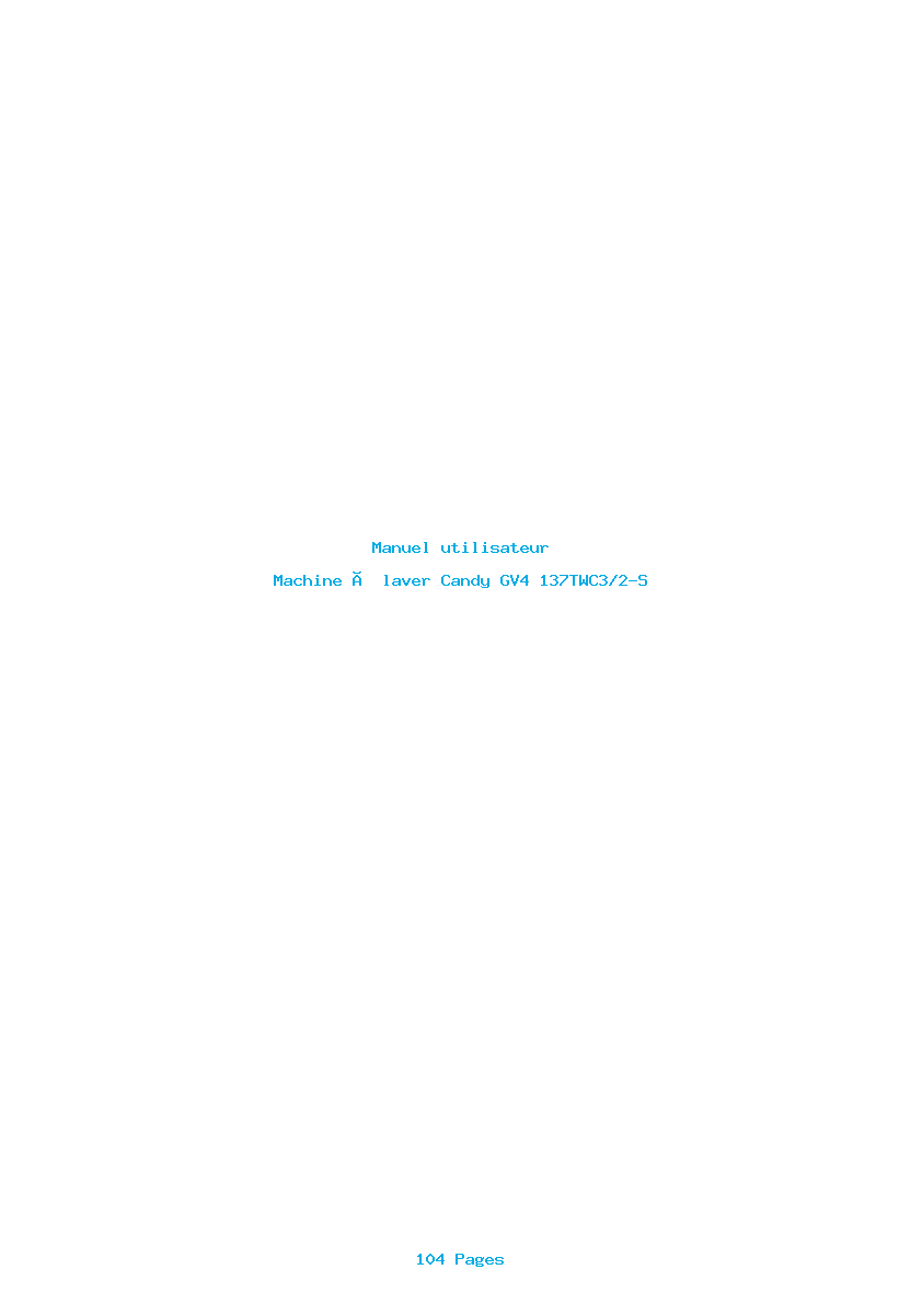Page 1 de la notice Manuel utilisateur Candy GV4 137TWC3/2-S