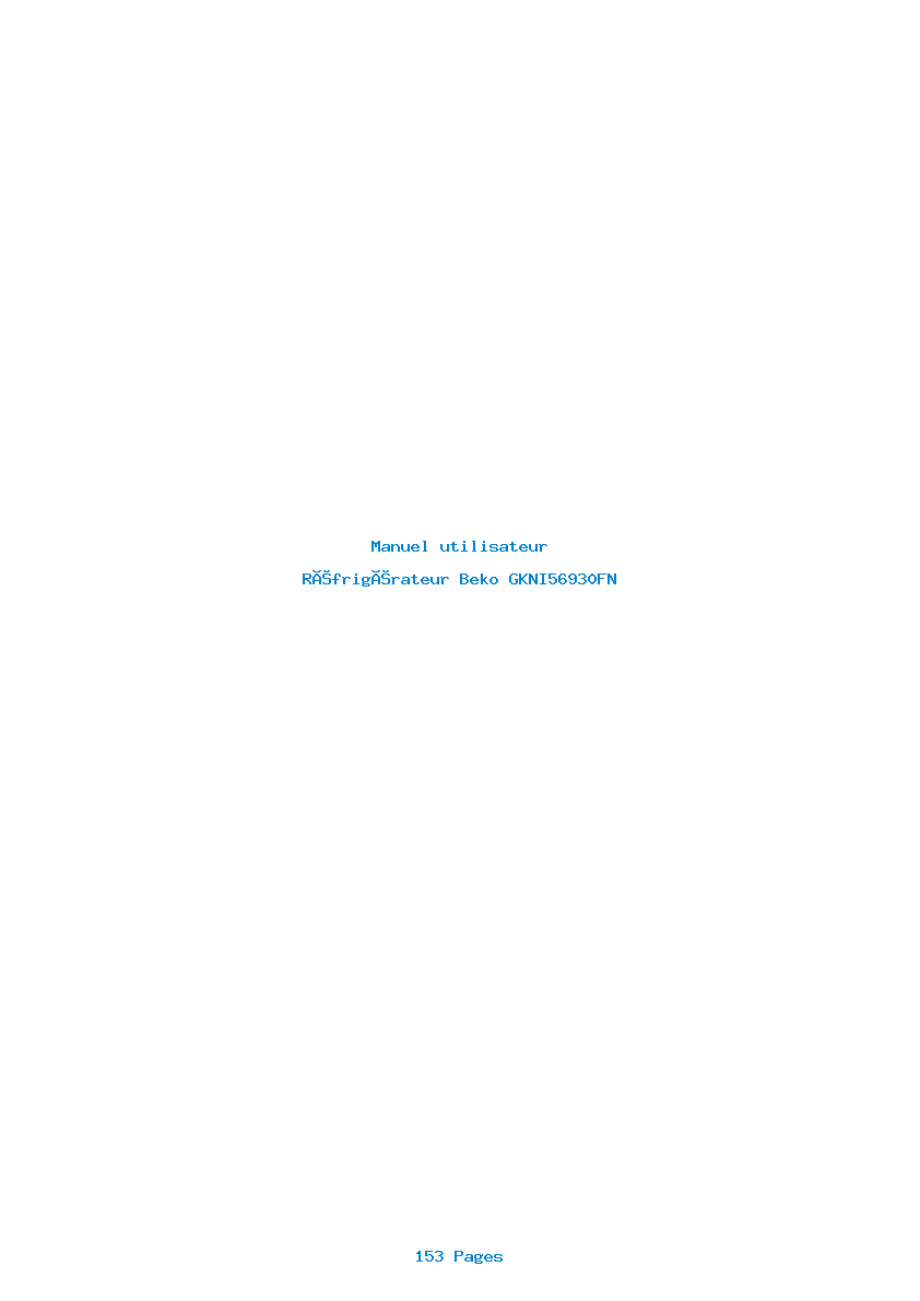 Page 1 de la notice Manuel utilisateur Beko GKNI56930FN