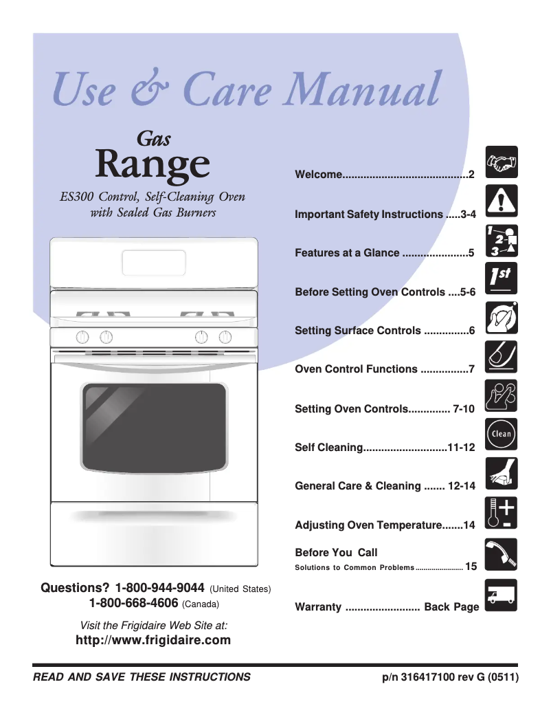 Página 1 del manual Manual de usuario Frigidaire FGF375FC