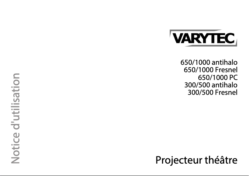 Page 1 de la notice Manuel utilisateur Varytec Theater Spot 650/1000 Fresnel