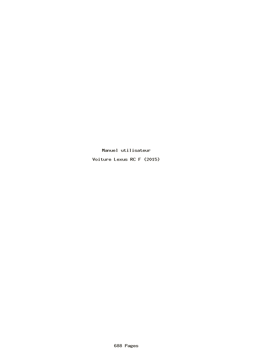 Page 1 de la notice Manuel utilisateur Lexus RC F (2015)