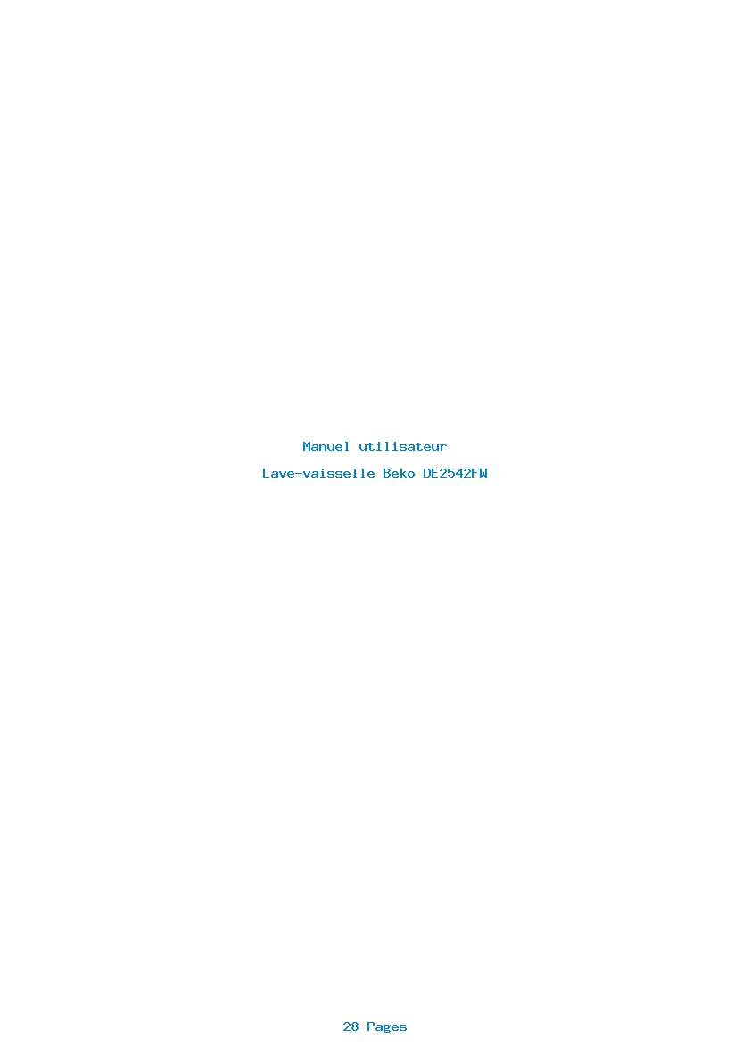 Page 1 de la notice Manuel utilisateur Beko DE2542FW