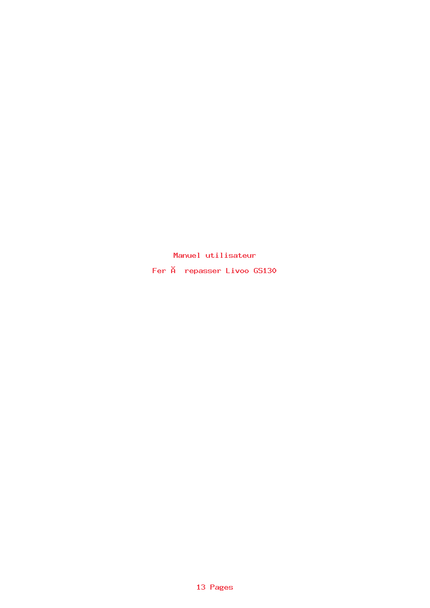 Page 1 de la notice Manuel utilisateur Livoo GS130