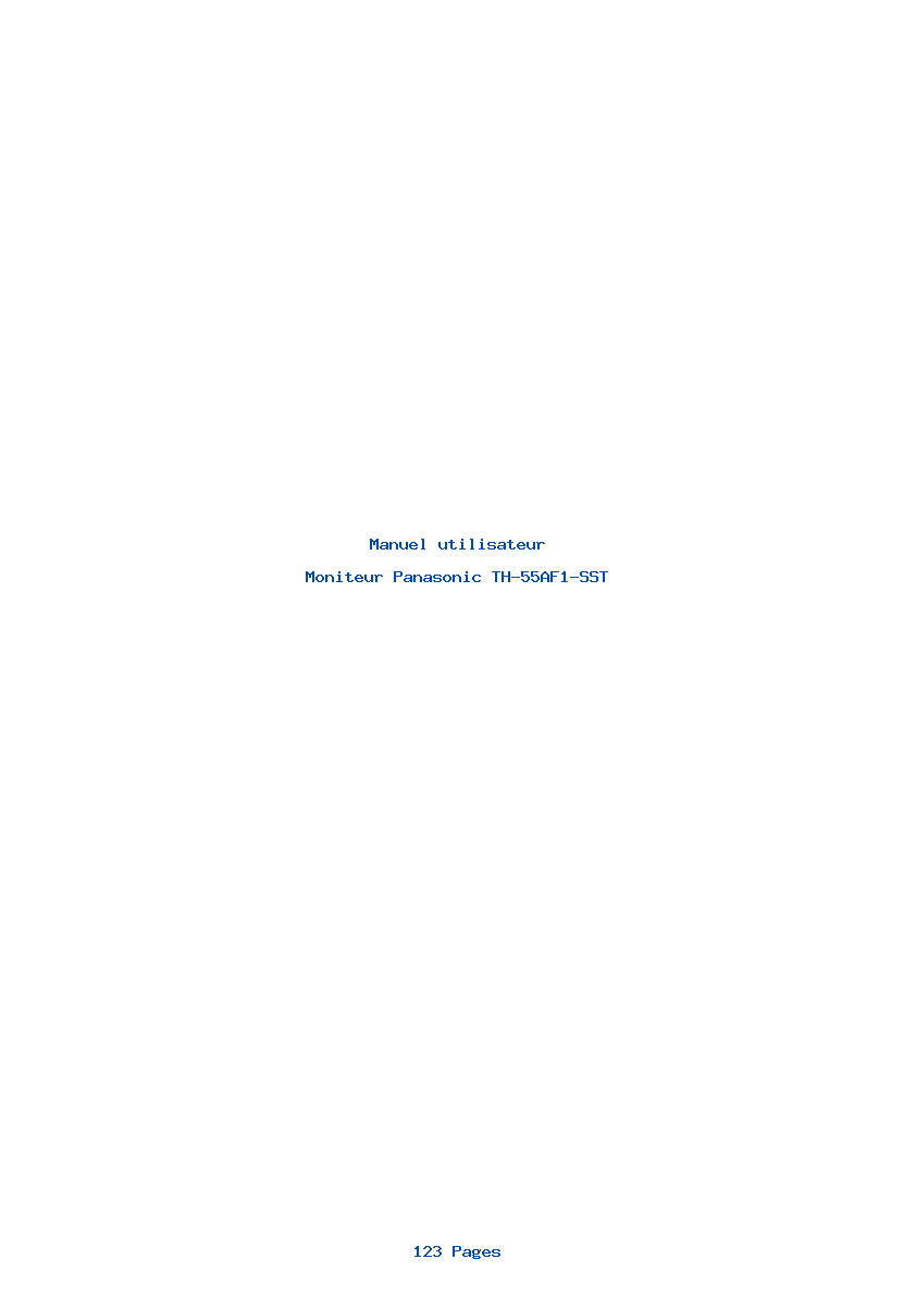 Page 1 de la notice Manuel utilisateur Panasonic TH-55AF1-SST