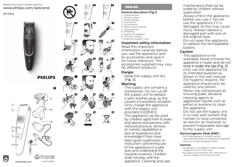 Página 1 del manual Manual de instrucciones Philips Series 7000 BT7204