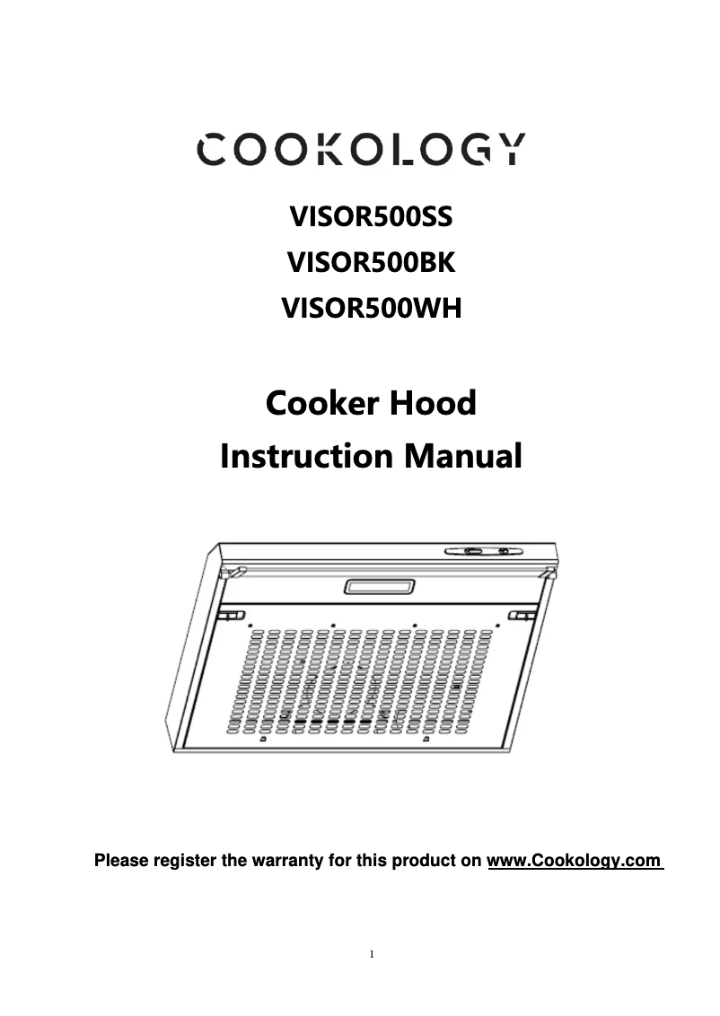 Page 1 de la notice Manuel utilisateur Cookology VISOR500WH