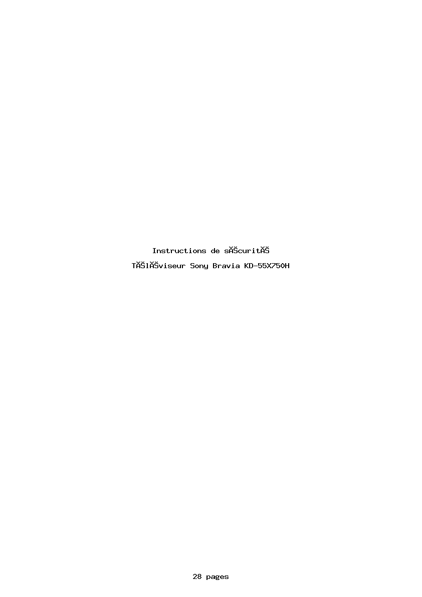 Page 1 de la notice Instructions de sécurité Sony Bravia KD-55X750H