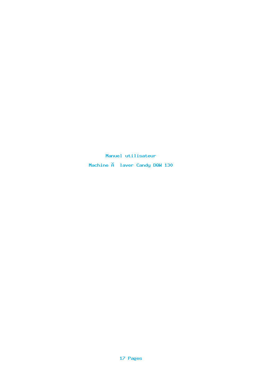 Page 1 de la notice Manuel utilisateur Candy DQW 130