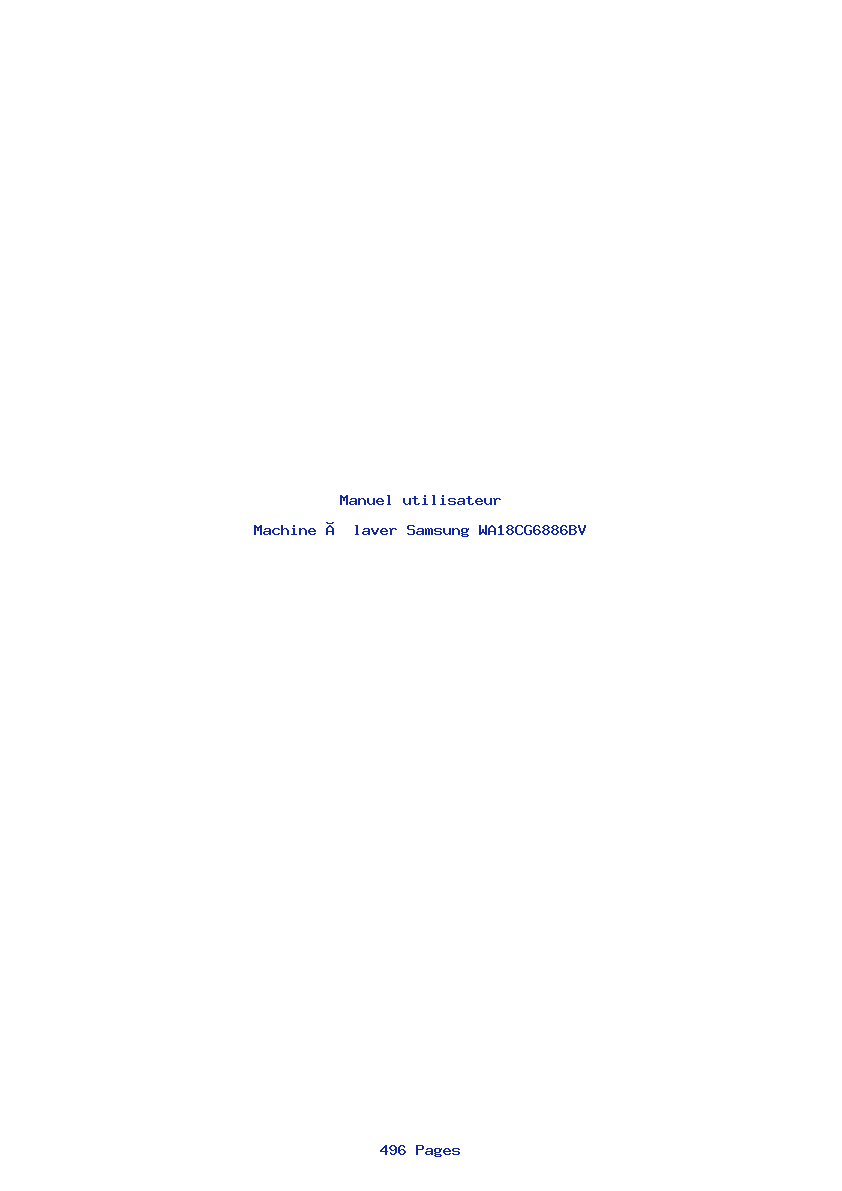 Page 1 de la notice Manuel utilisateur Samsung WA18CG6886BV