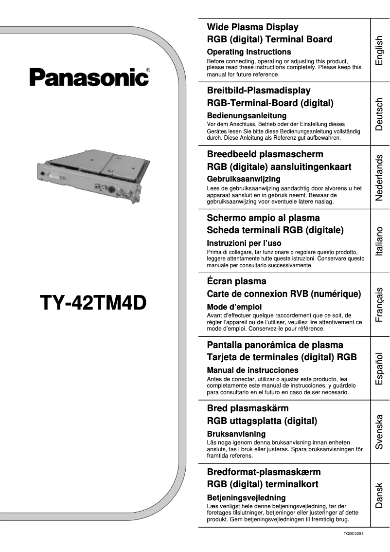 Page 1 de la notice Manuel utilisateur Panasonic TY-42TM4D