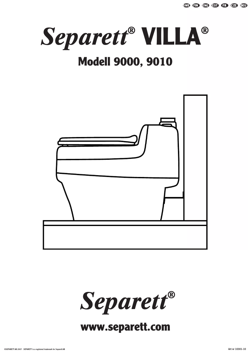 Page 1 de la notice Manuel utilisateur Separett Villa 9000