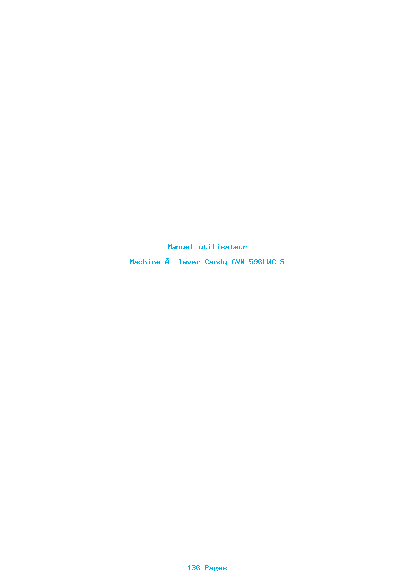 Page 1 de la notice Manuel utilisateur Candy GVW 596LWC-S
