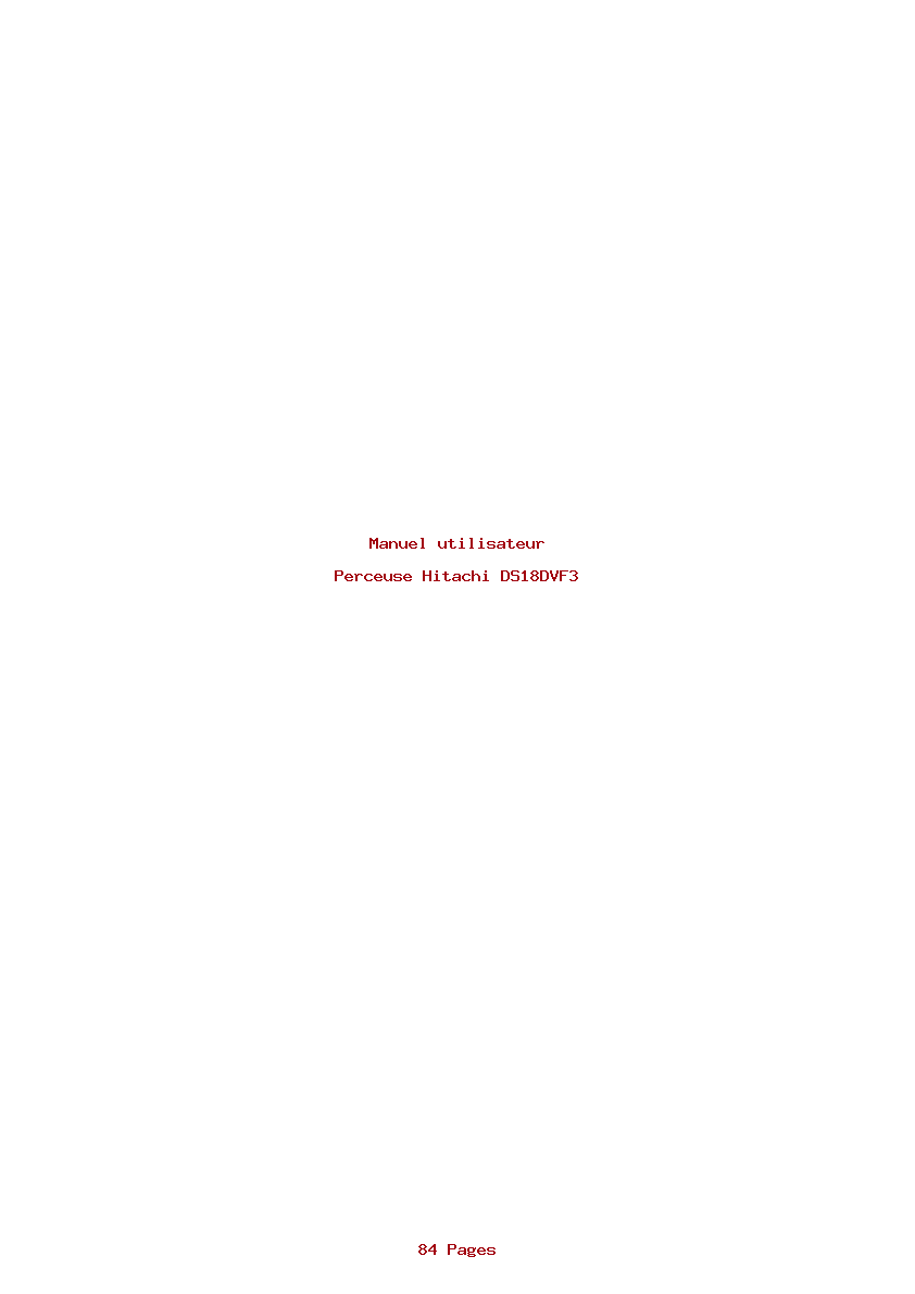 Page 1 de la notice Manuel utilisateur Hitachi DS18DVF3