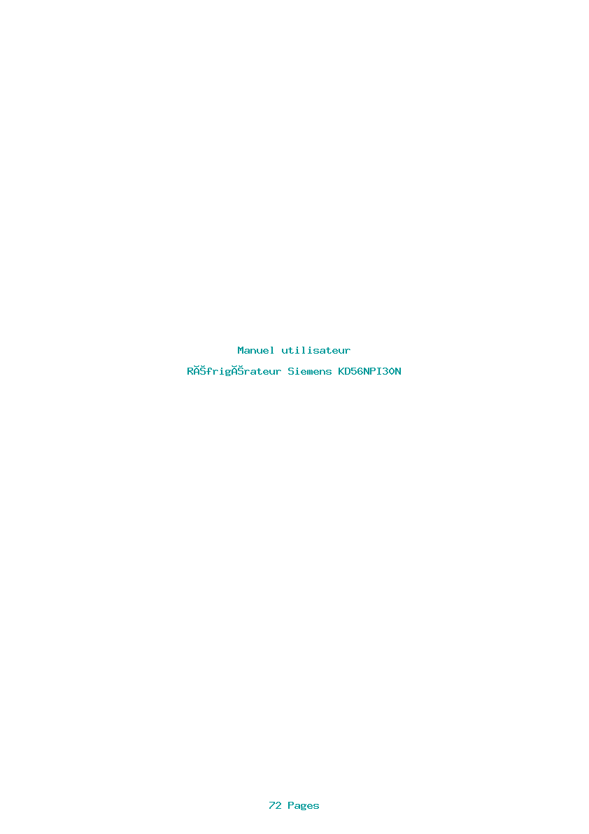 Page 1 de la notice Manuel utilisateur Siemens KD56NPI30N