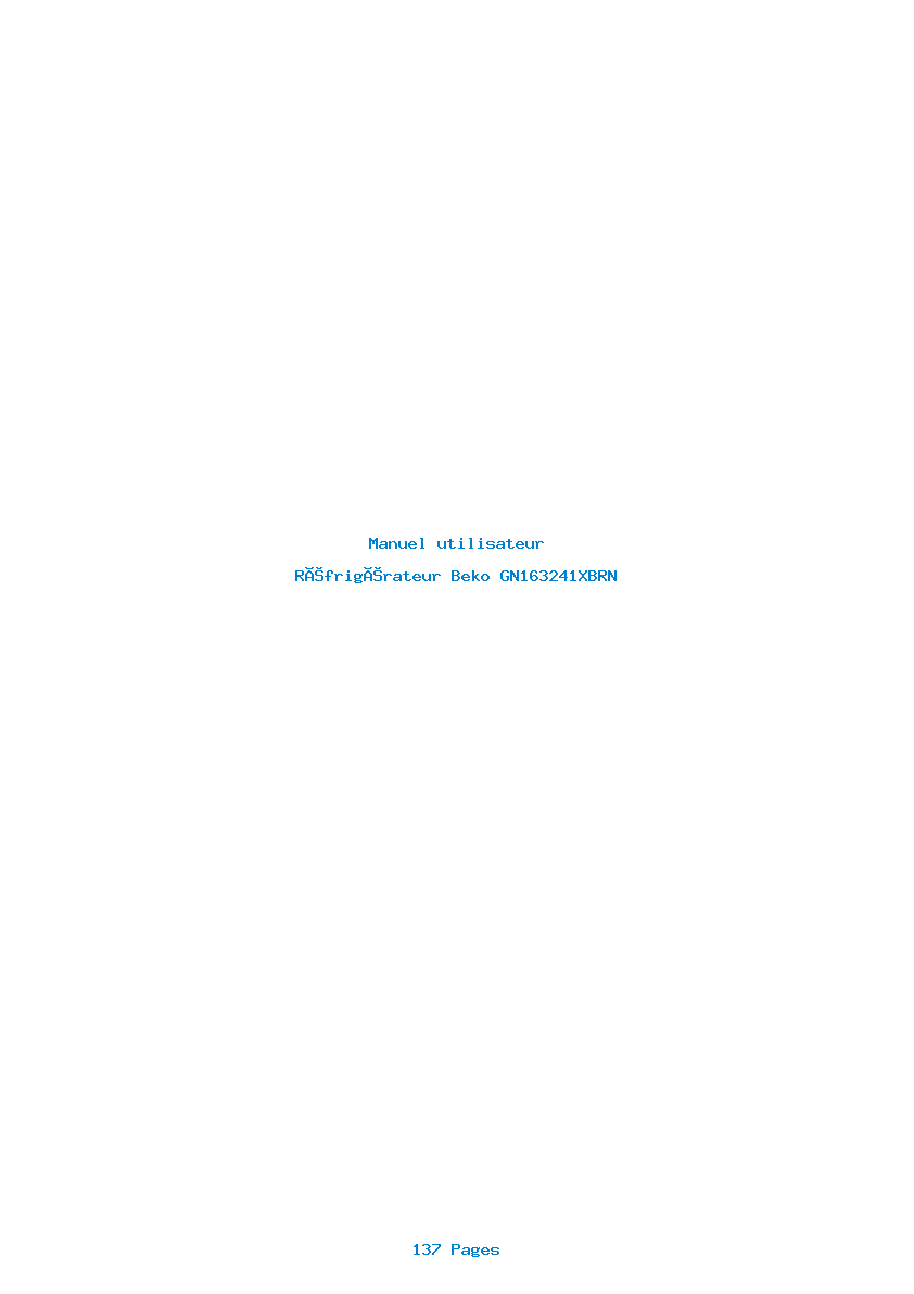 Page 1 de la notice Manuel utilisateur Beko GN163241XBRN