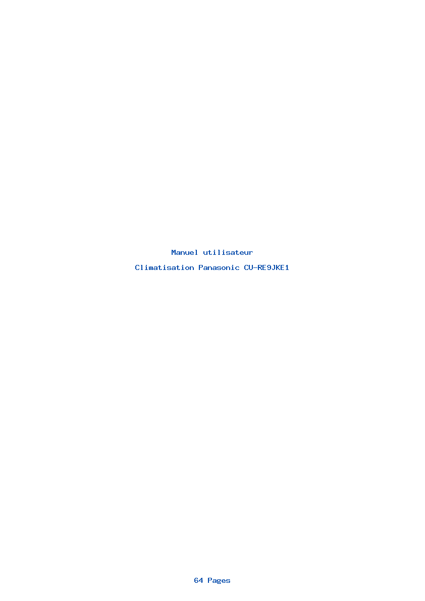 Page 1 de la notice Manuel utilisateur Panasonic CU-RE9JKE1