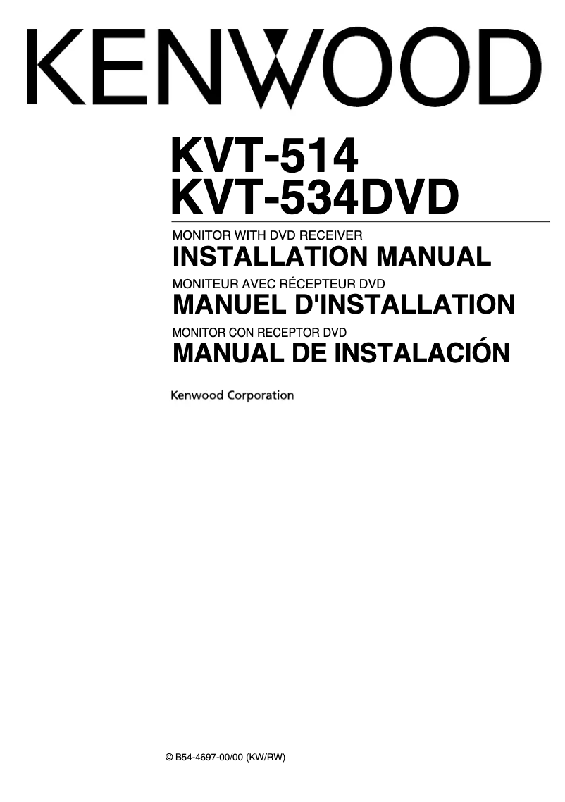 Page 1 de la notice Manuel utilisateur Kenwood KVT-514