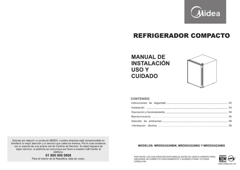 Page 1 de la notice Manuel utilisateur Midea MRDD02G2NBS