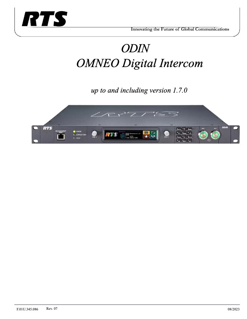 Page 1 de la notice Manuel utilisateur RTS ODIN