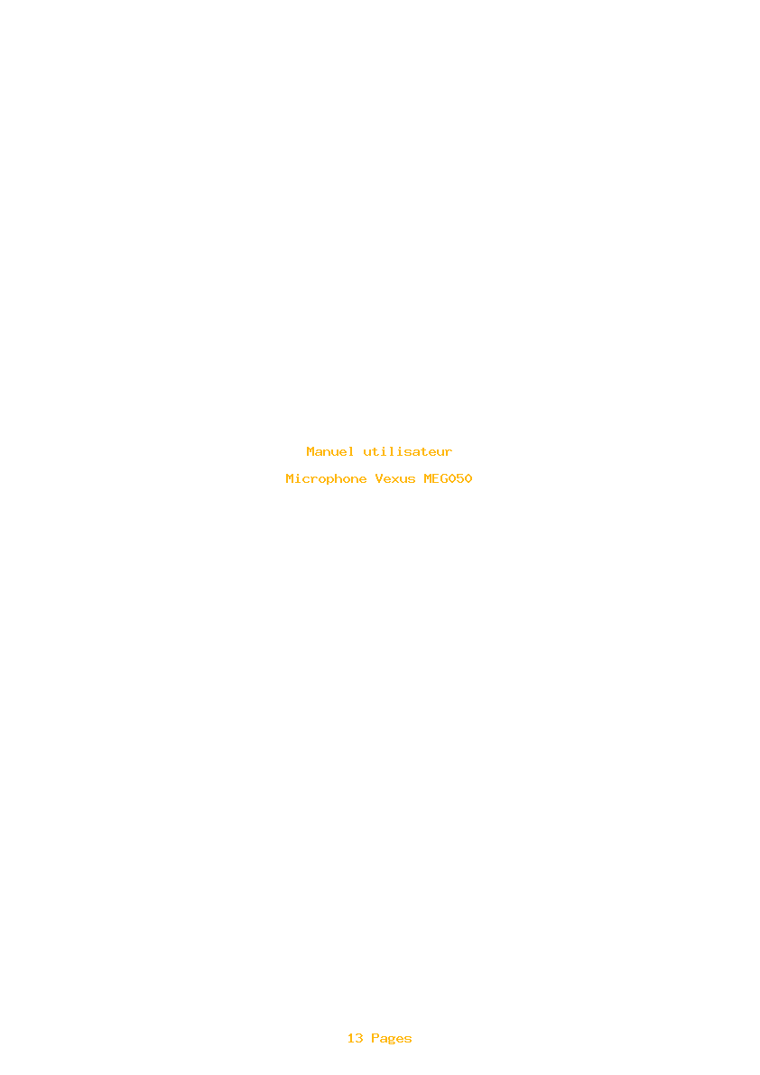 Page 1 de la notice Manuel utilisateur Vexus MEG050