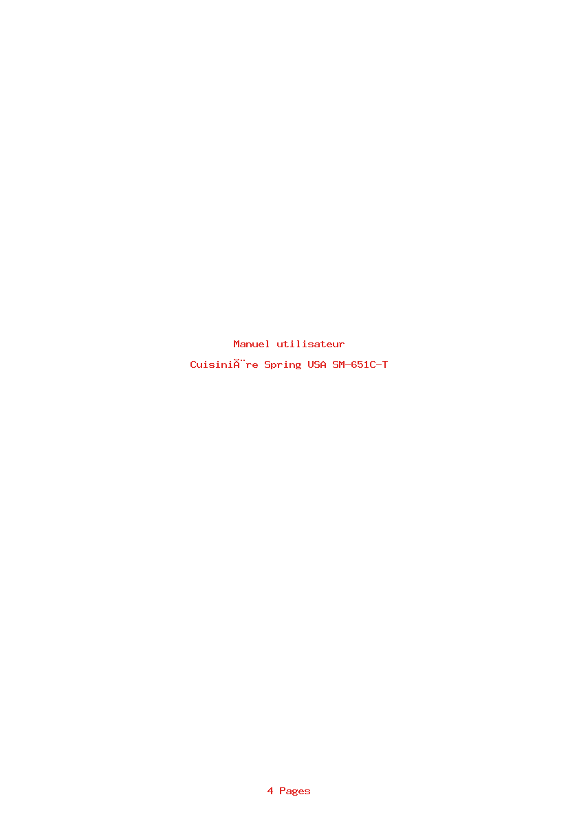 Page 1 de la notice Manuel utilisateur Spring USA SM-651C-T