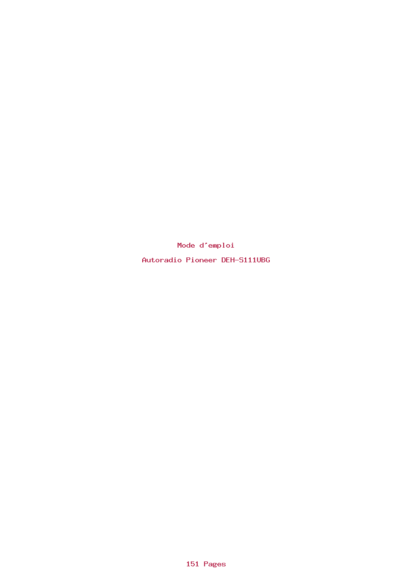 Page 1 de la notice Mode d'emploi Pioneer DEH-S111UBG