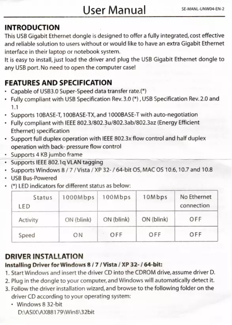 Page 1 de la notice Manuel utilisateur Syba SD-ADA24039