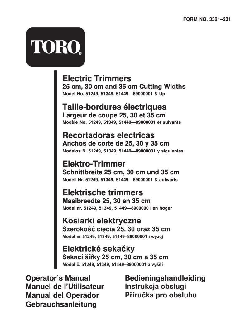 Page 1 de la notice Manuel utilisateur Toro 51349