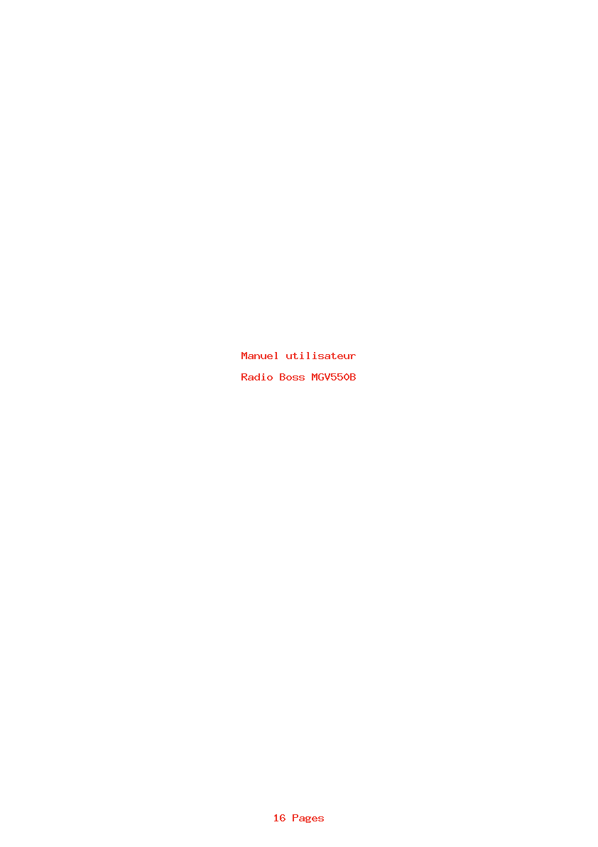 Page 1 de la notice Manuel utilisateur Boss MGV550B
