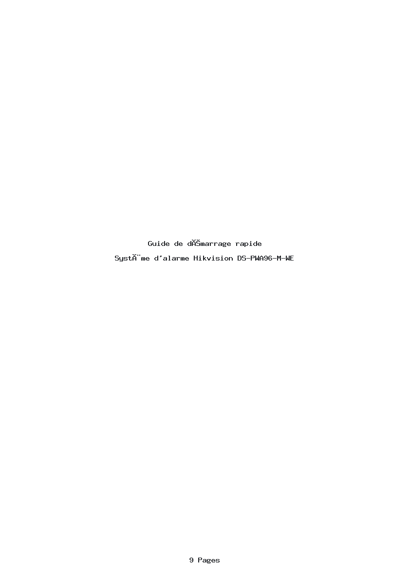 Page 1 de la notice Guide de démarrage rapide Hikvision DS-PWA96-M-WE