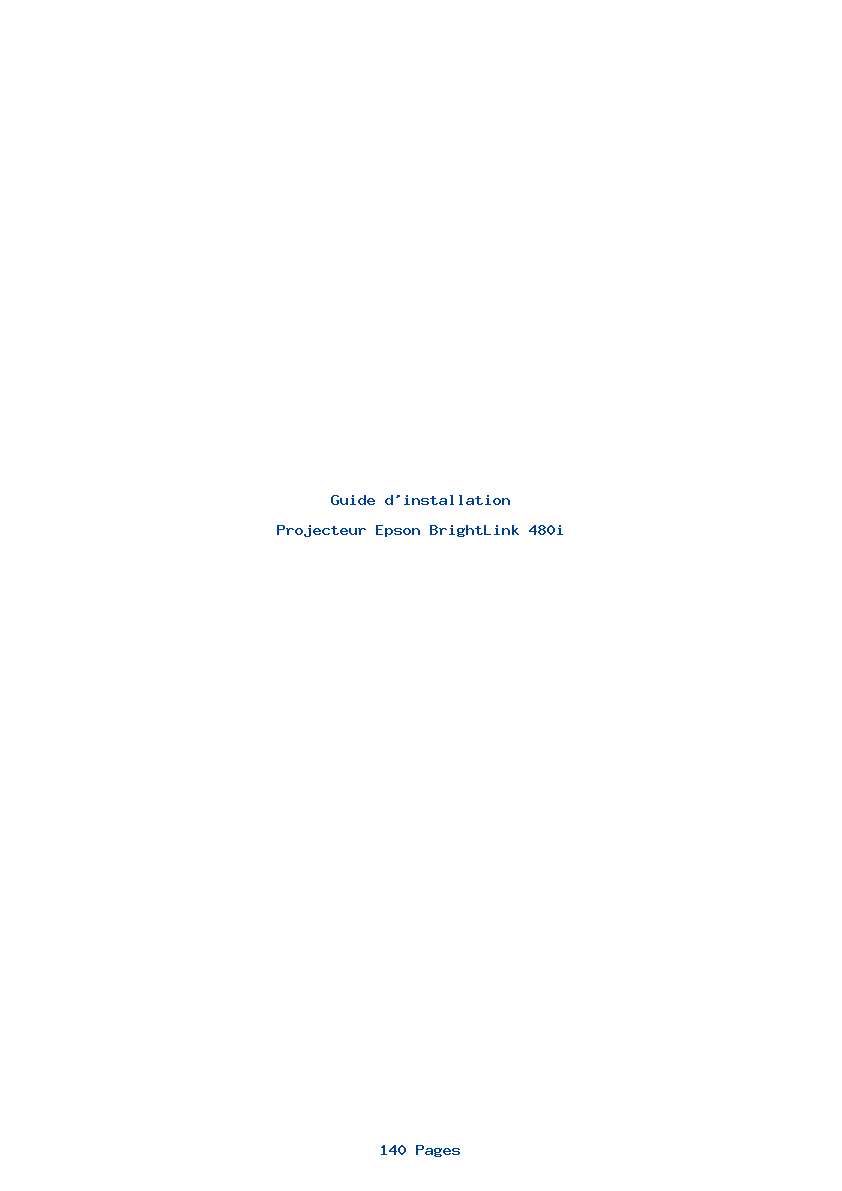 Page 1 de la notice Guide d'installation Epson BrightLink 480i