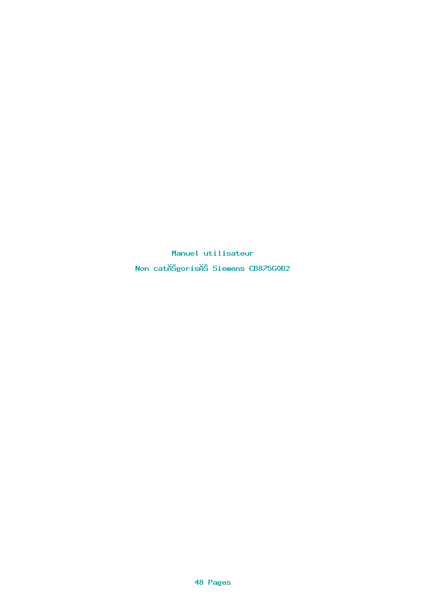 Page 1 de la notice Manuel utilisateur Siemens CB875G0B2