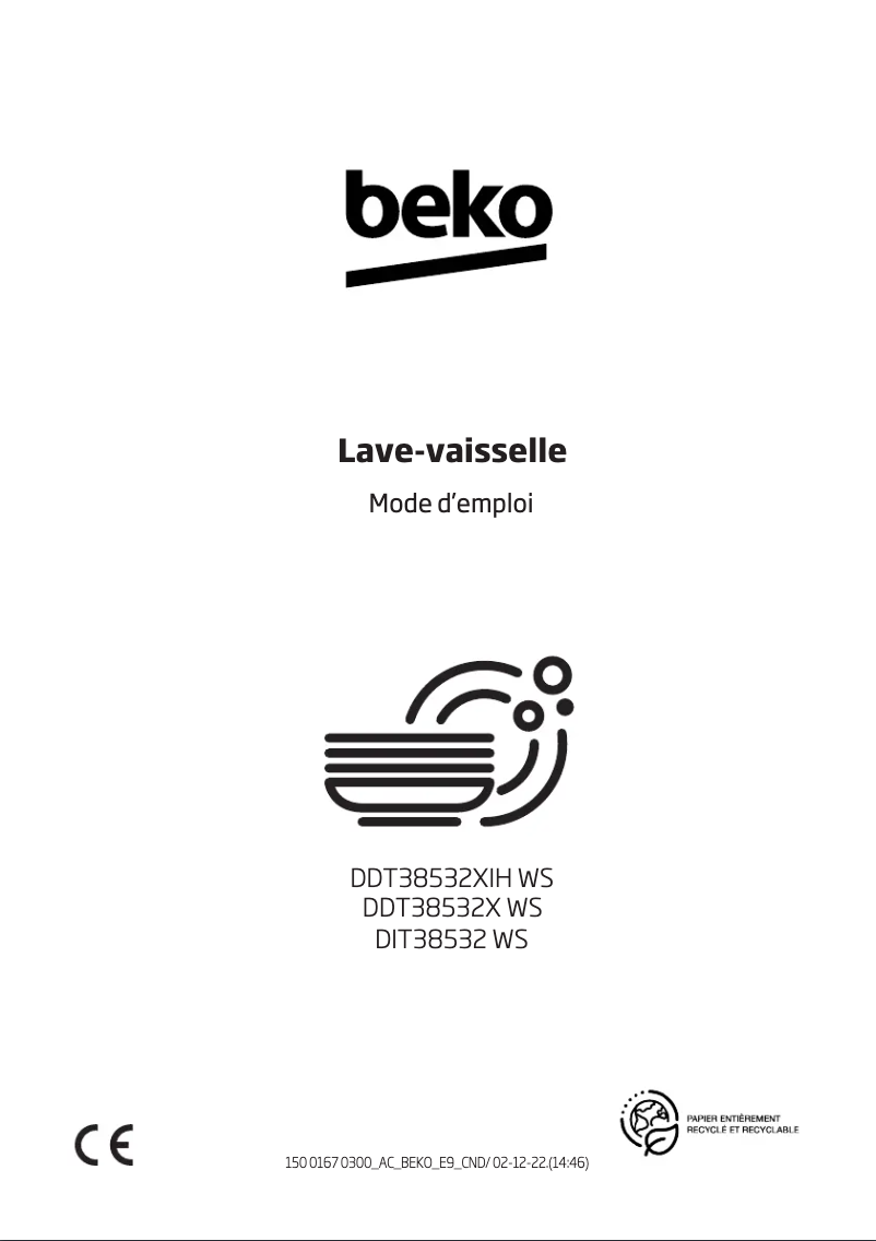Page 1 de la notice Manuel utilisateur Beko DDT38532XIH WS
