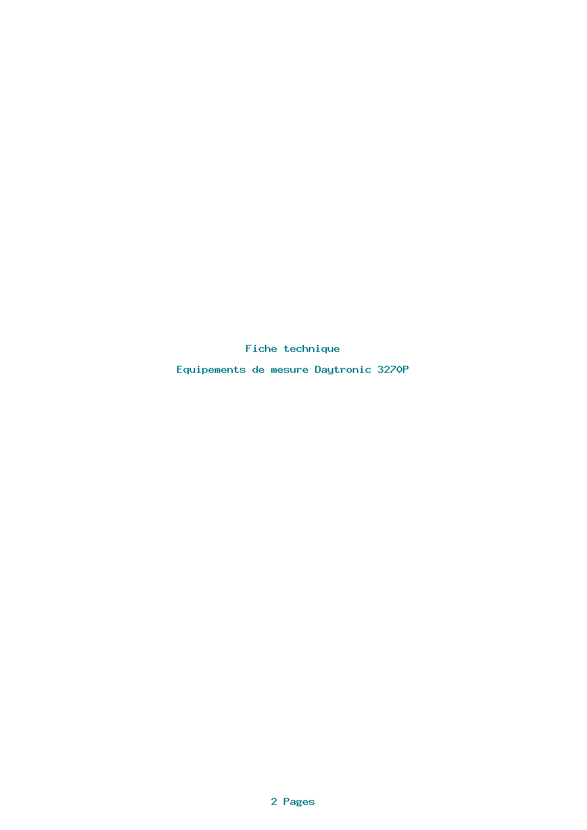 Page 1 de la notice Fiche technique Daytronic 3270P