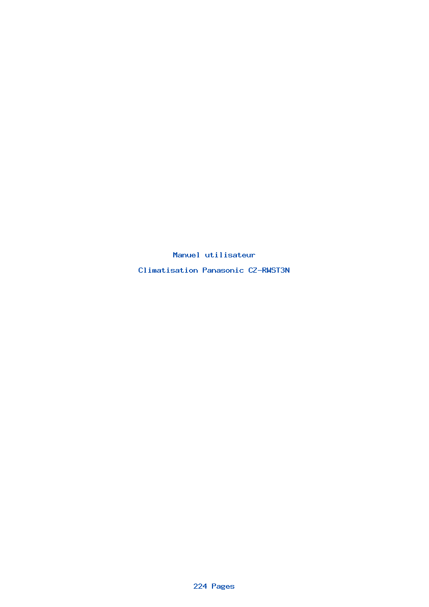 Page 1 de la notice Manuel utilisateur Panasonic CZ-RWST3N