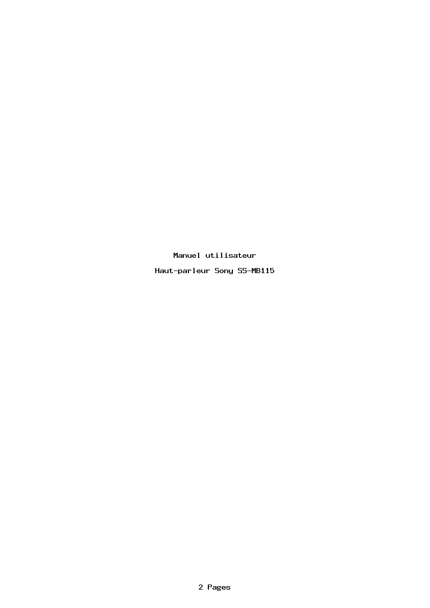 Page 1 de la notice Manuel utilisateur Sony SS-MB115