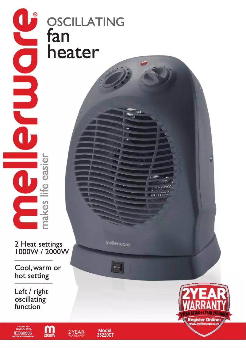 Page 1 de la notice Manuel utilisateur Mellerware 35220GT