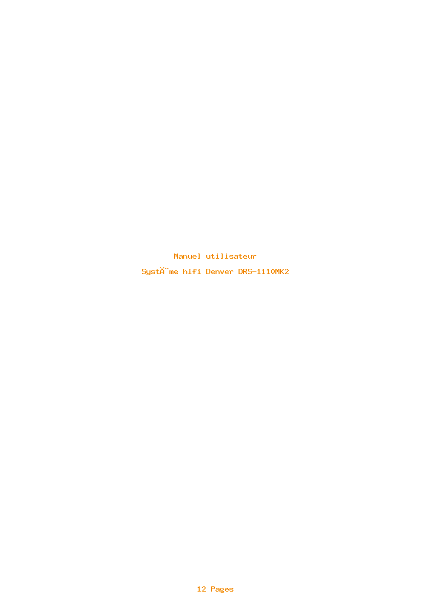 Page 1 de la notice Manuel utilisateur Denver DRS-1110MK2