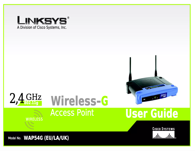 Page 1 de la notice Manuel utilisateur Linksys WAP54G