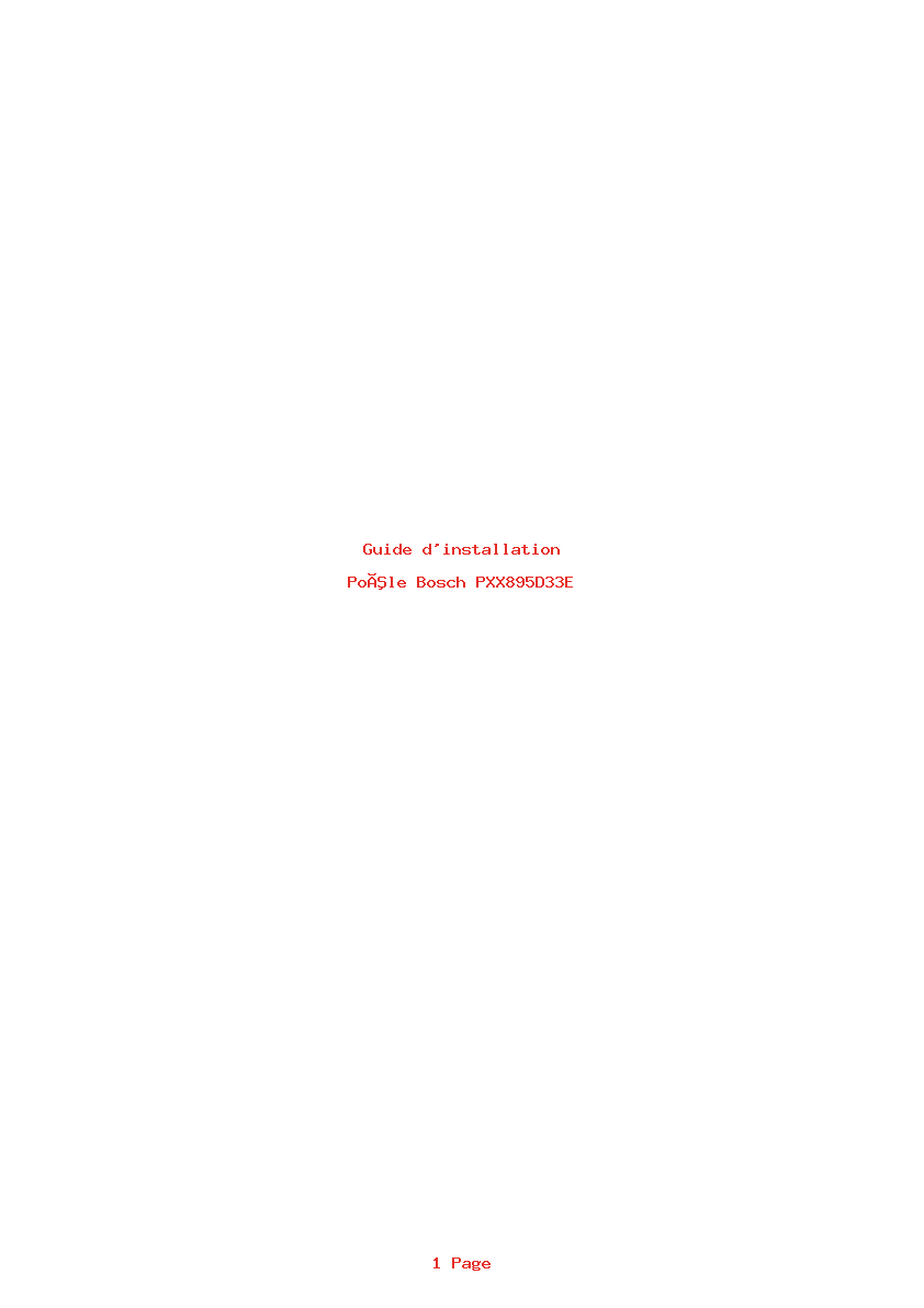 Page 1 de la notice Guide d'installation Bosch PXX895D33E
