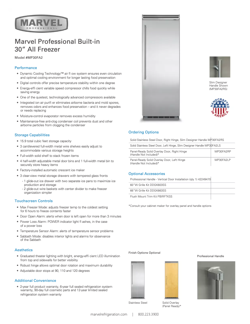 Page 1 de la notice Manuel utilisateur Marvel MP30FA2R