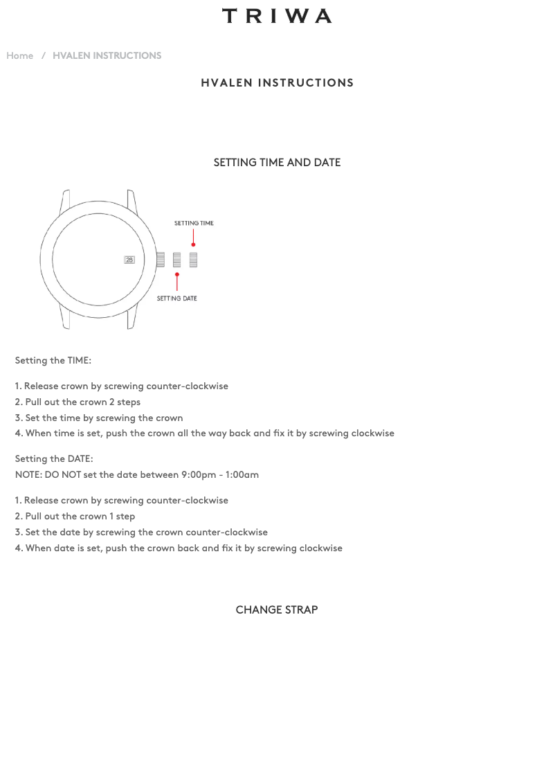 Page 1 de la notice Manuel utilisateur Triwa Hvalen