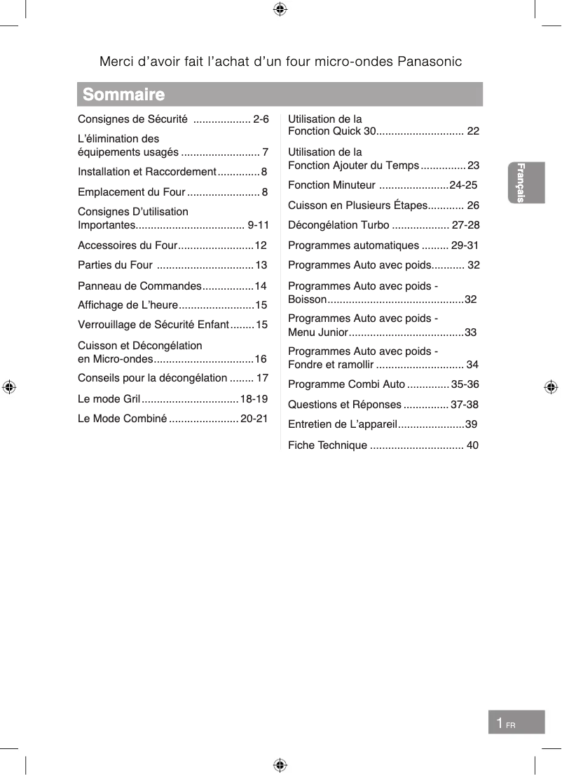 Página 1 del manual Manual de usuario Panasonic NN-GT46KBSUG