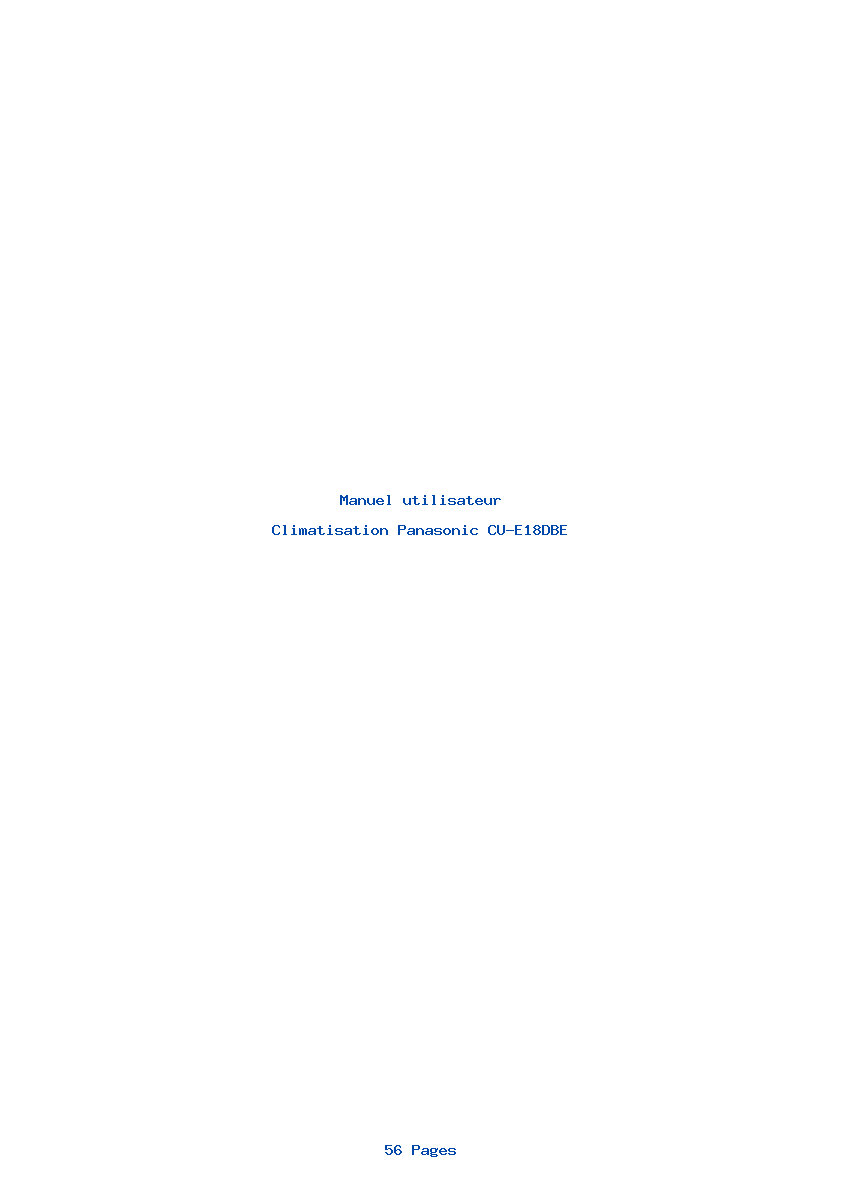 Page 1 de la notice Manuel utilisateur Panasonic CU-E18DBE