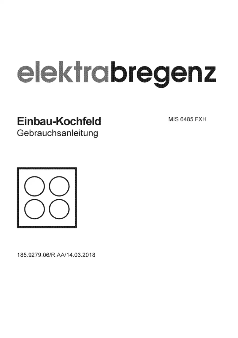 Page 1 of the manual User Manual Elektra Bregenz MIS 6485 FXH