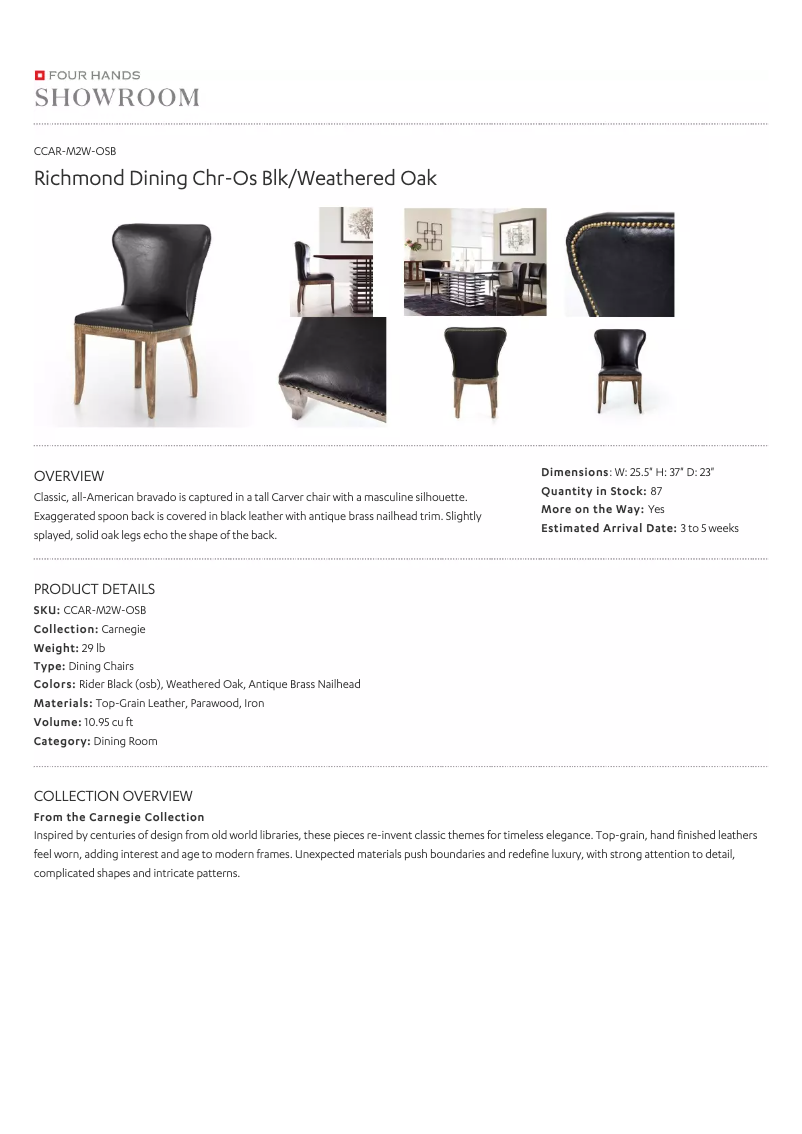 Page 1 de la notice Manuel utilisateur Four Hands CCAR-M2W-OSB